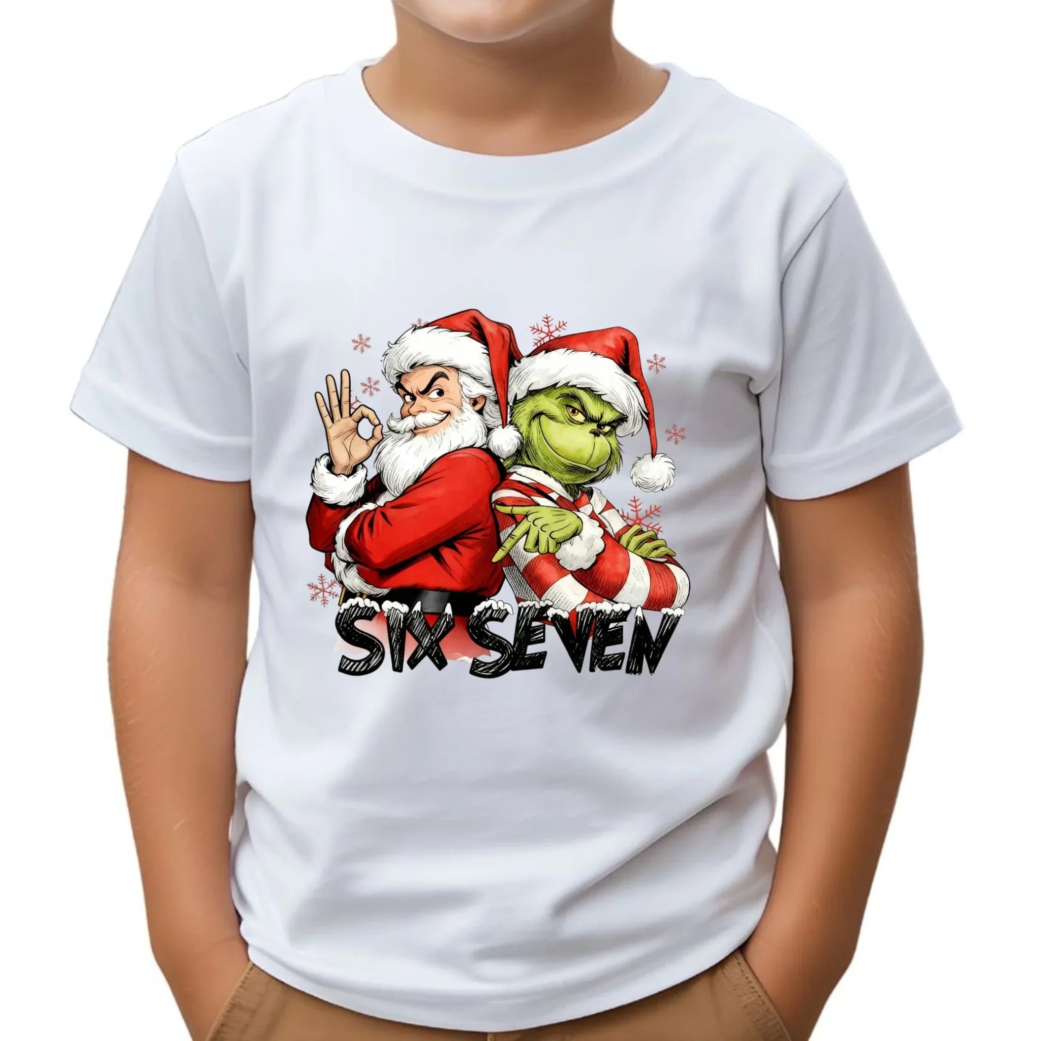 Koszulka dziecięca świąteczna - Mikołaj i Grinch six seven 67 BN148 - StoryCups.pl