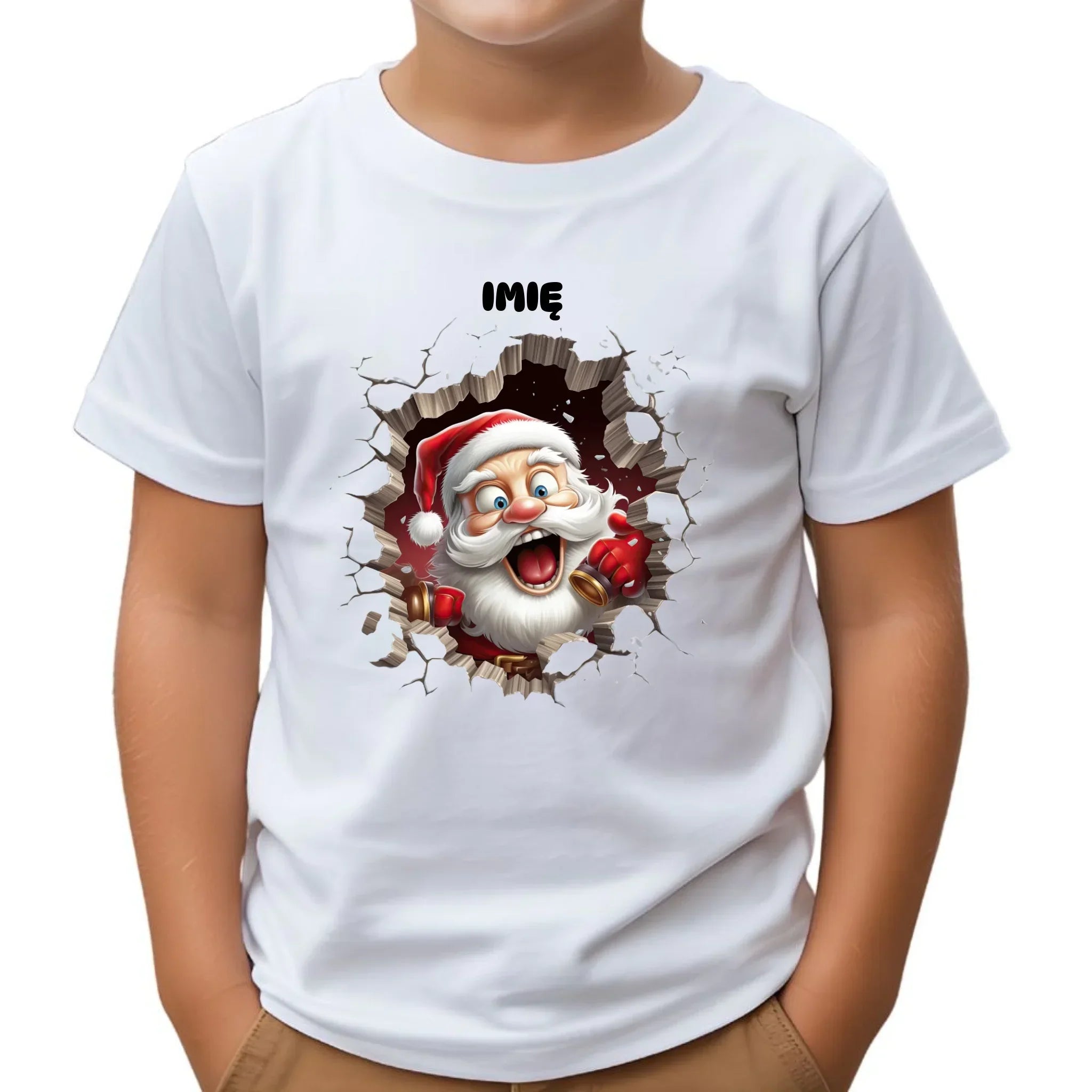 Koszulka dziecięca świąteczna - Mikołaj 3D - personalizowana BN85 - StoryCups.pl