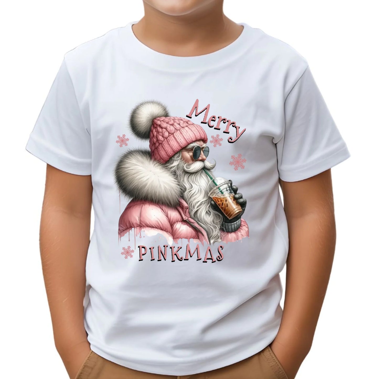 Koszulka dziecięca świąteczna dla dziewczynki - Różowe Święta - Merry Pinkmas BN117