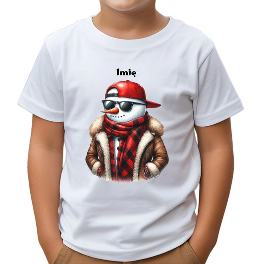 Koszulka dziecięca świąteczna - Stylowy bałwan - personalizowana BN129