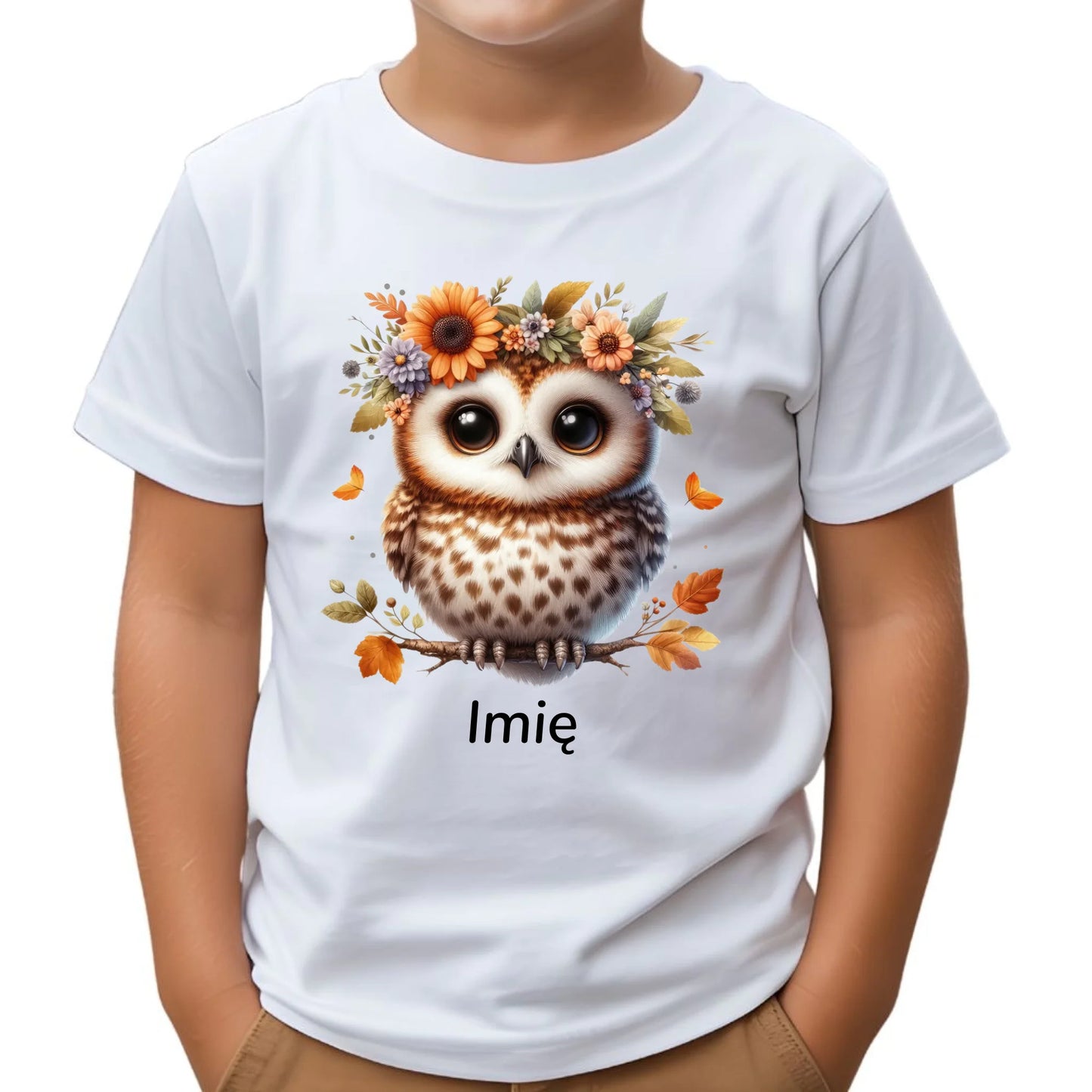 Koszulka dziecięca jesienna - Sowa w kwiatach JS32