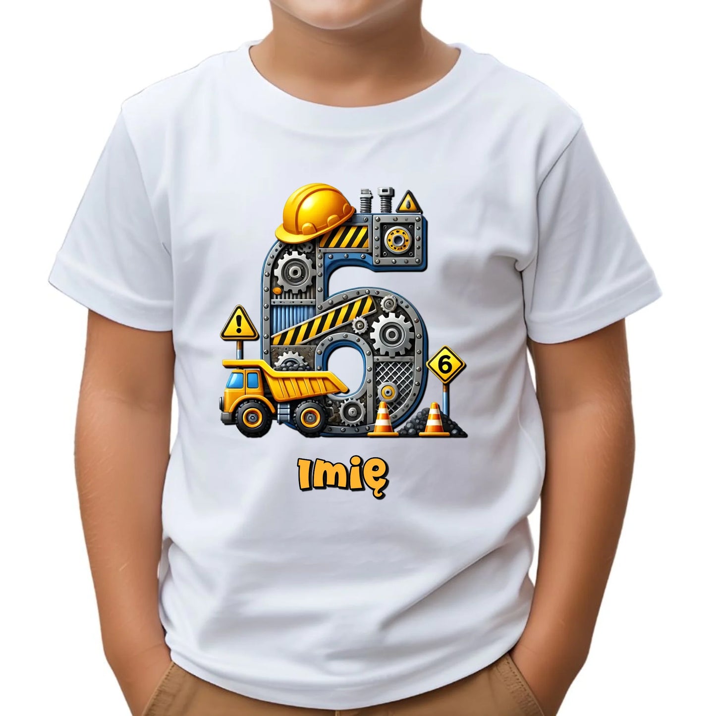 Koszulka dziecięca urodzinowa - prezent na 6 urodziny dla chłopca - Wywrotka - personalizowana U40