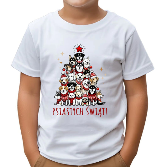 Koszulka dziecięca świąteczna - Psia choinka Psiastych Świąt BN90