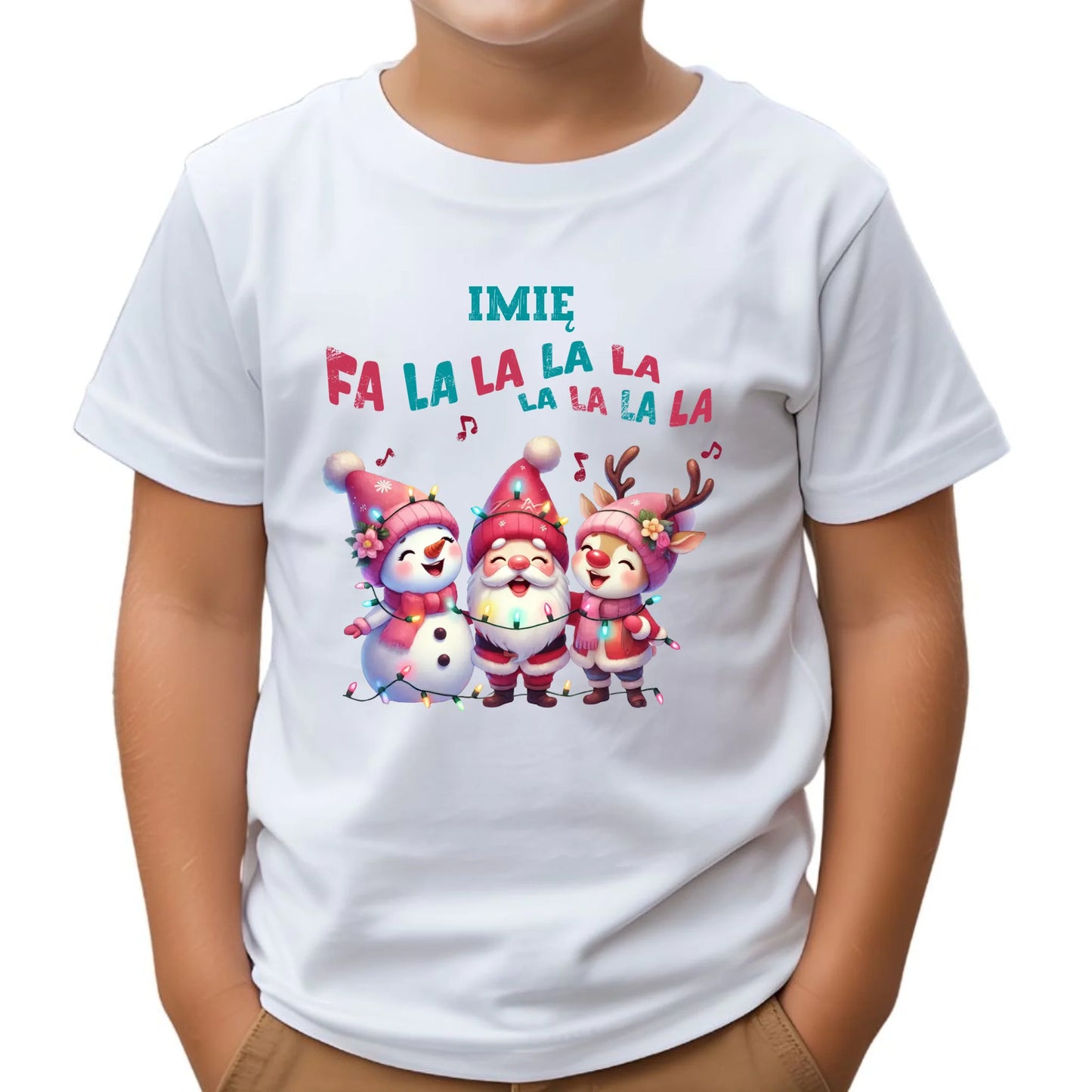 Koszulka dziecięca świąteczna - Fa la la la - personalizowana BN51
