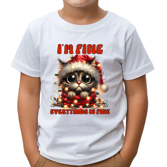 Koszulka dziecięca świąteczna - Kotek I'm fine everything is fine BN67