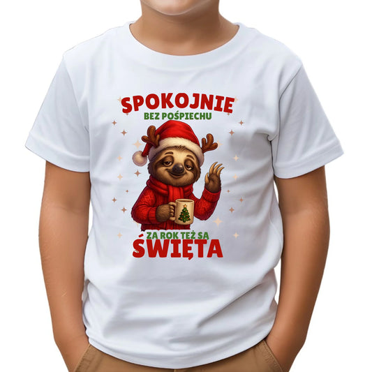Koszulka dziecięca świąteczna - Leniwiec Za rok też są święta BN92