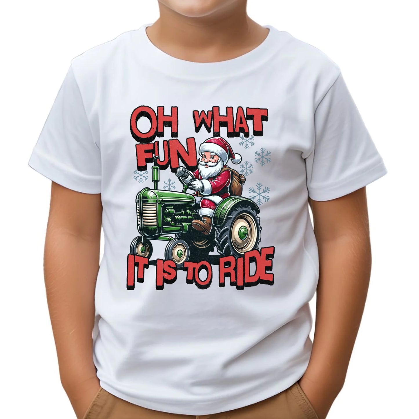 Koszulka dziecięca świąteczna - Mikołaj na traktorze - Oh what fun BN48
