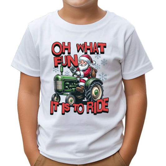 Koszulka dziecięca świąteczna - Mikołaj na traktorze - Oh what fun BN48