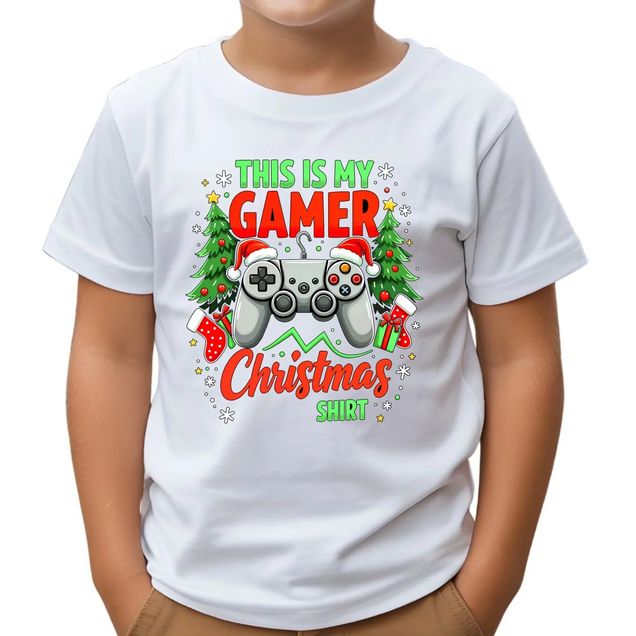 Koszulka dziecięca świąteczna - prezent dla gracza - Gamer Christmas T-shirt BN135 - StoryCups.pl