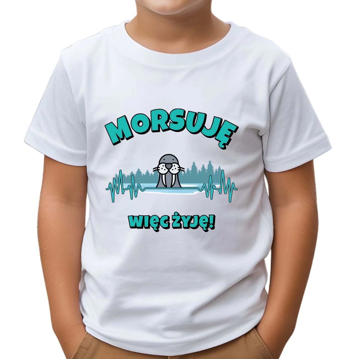 Koszulka dziecięca - prezent dla morsa - Morsuję więc żyję - Mors HM02 - StoryCups.pl