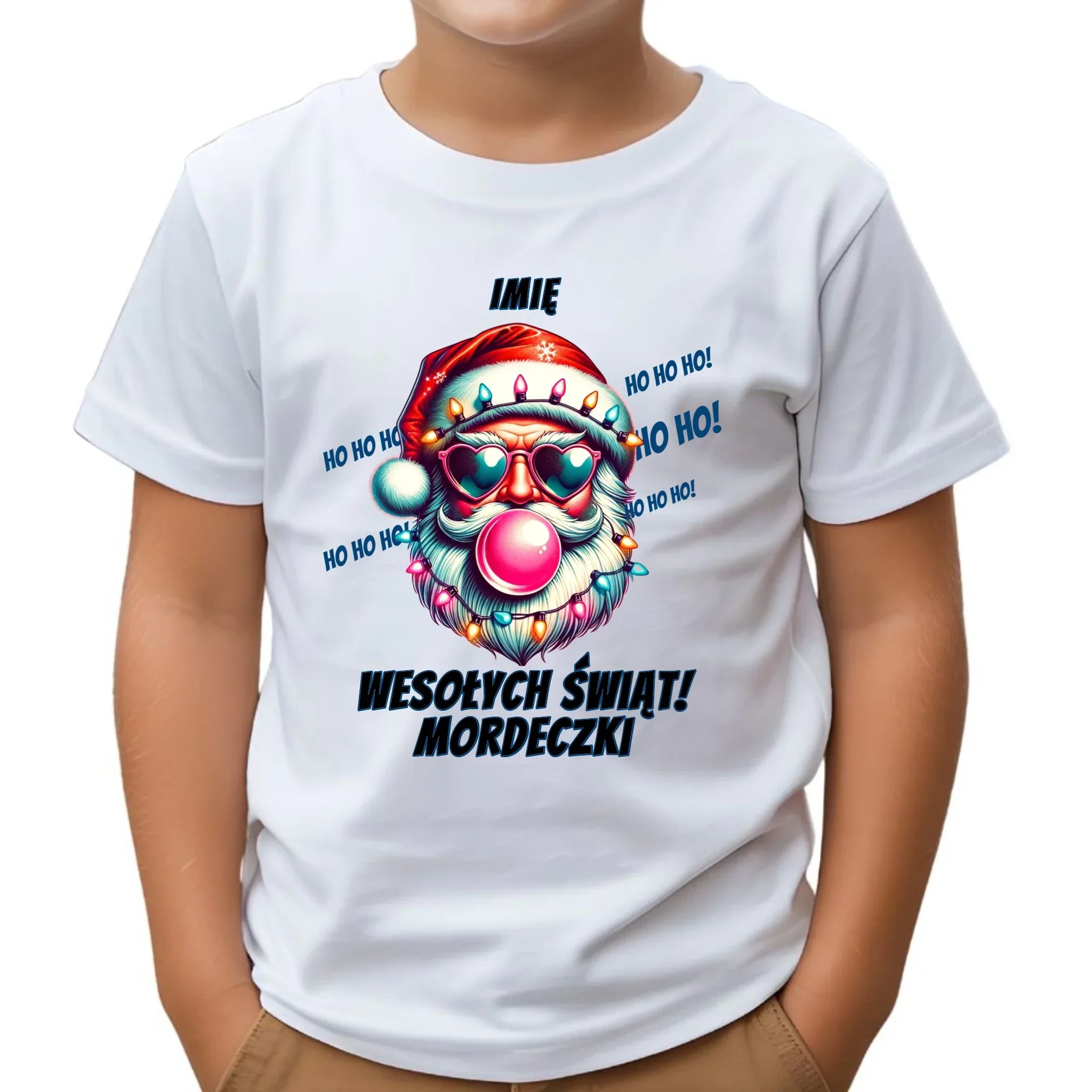 Koszulka dziecięca świąteczna - Mikołaj Wesołych Świąt Mordeczki - personalizowana BN17 - StoryCups.pl