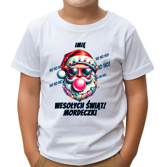 Koszulka dziecięca świąteczna - Mikołaj Wesołych Świąt Mordeczki - personalizowana BN17