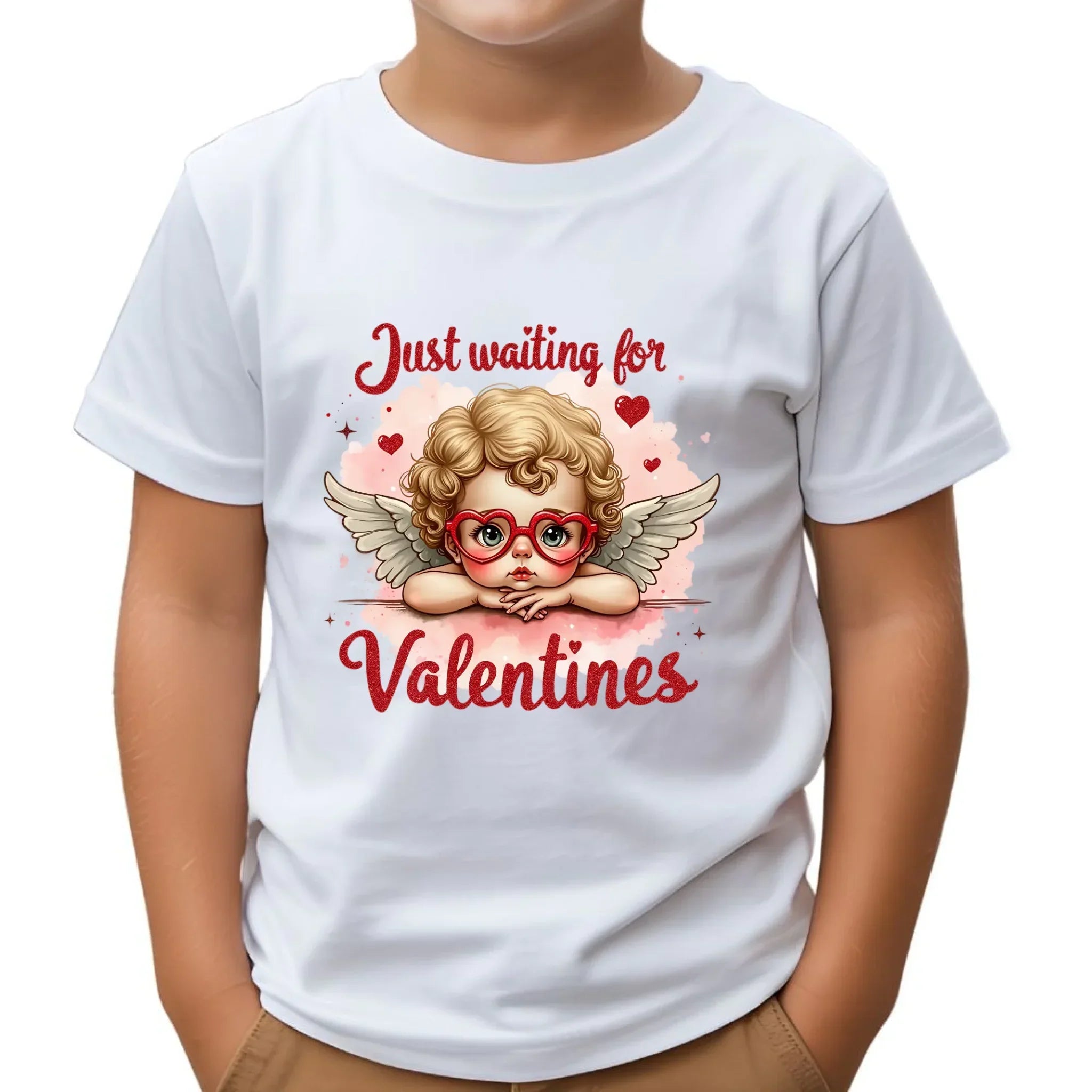 Koszulka dziecięca na Walentynki - Just waiting for Valentines W24 - StoryCups.pl