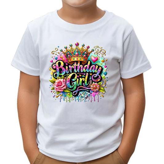 Koszulka dziecięca urodzinowa - prezent na urodziny dla dziewczynki - Birthday Girl U34
