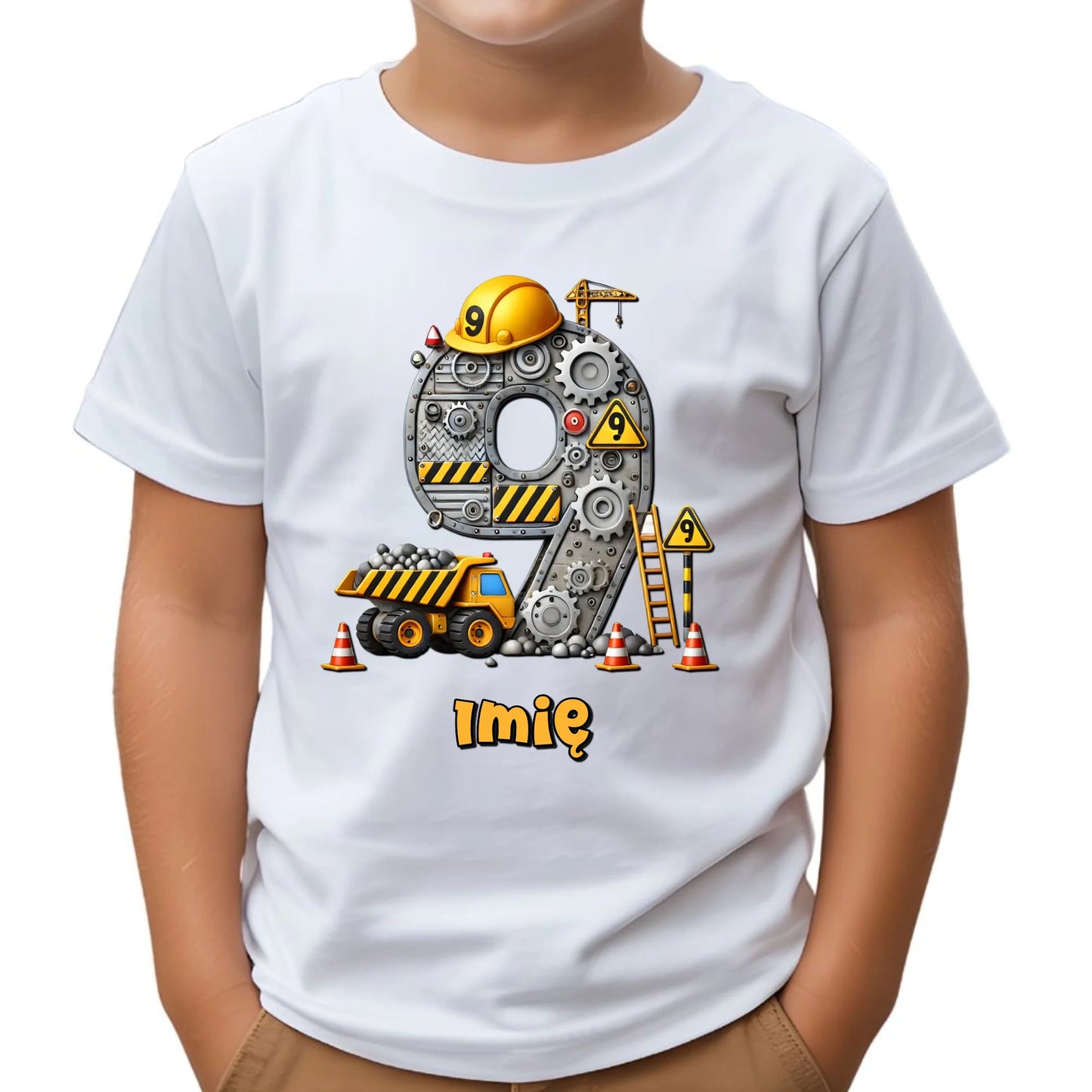 Koszulka dziecięca urodzinowa - prezent na 9 urodziny dla chłopca - Wywrotka - personalizowana U43