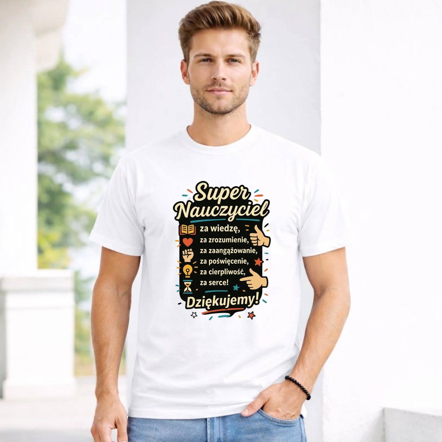 Koszulka męska dla nauczyciela - Super Nauczyciel Dziękujemy N32