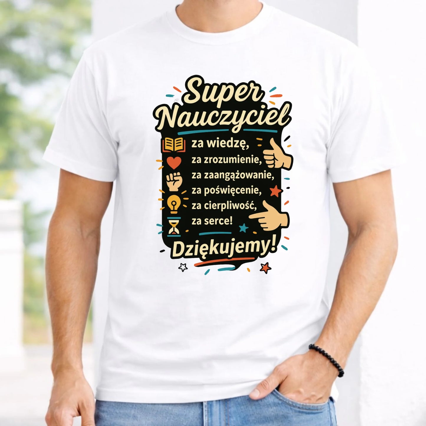 Koszulka męska dla nauczyciela - Super Nauczyciel Dziękujemy N32