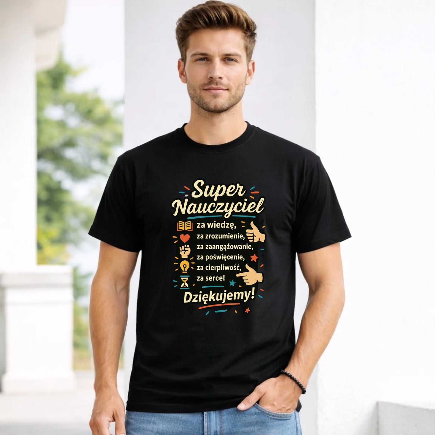 Koszulka męska dla nauczyciela - Super Nauczyciel Dziękujemy N32