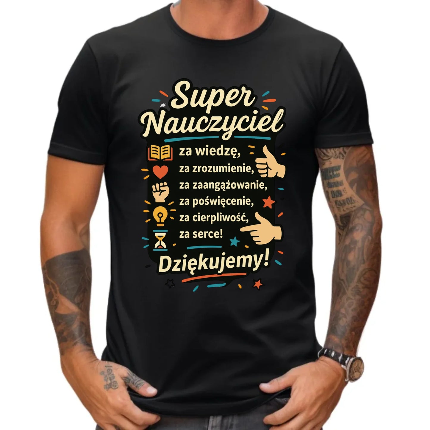 Koszulka męska dla nauczyciela - Super Nauczyciel Dziękujemy N32