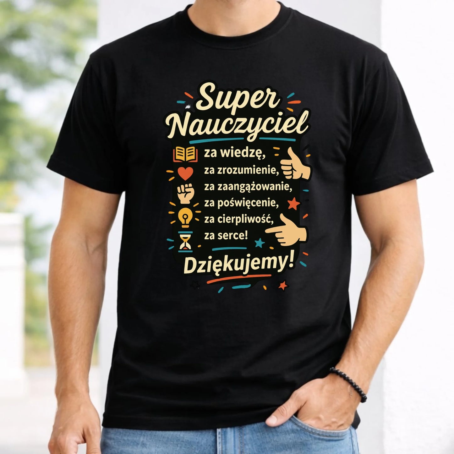 Koszulka męska dla nauczyciela - Super Nauczyciel Dziękujemy N32