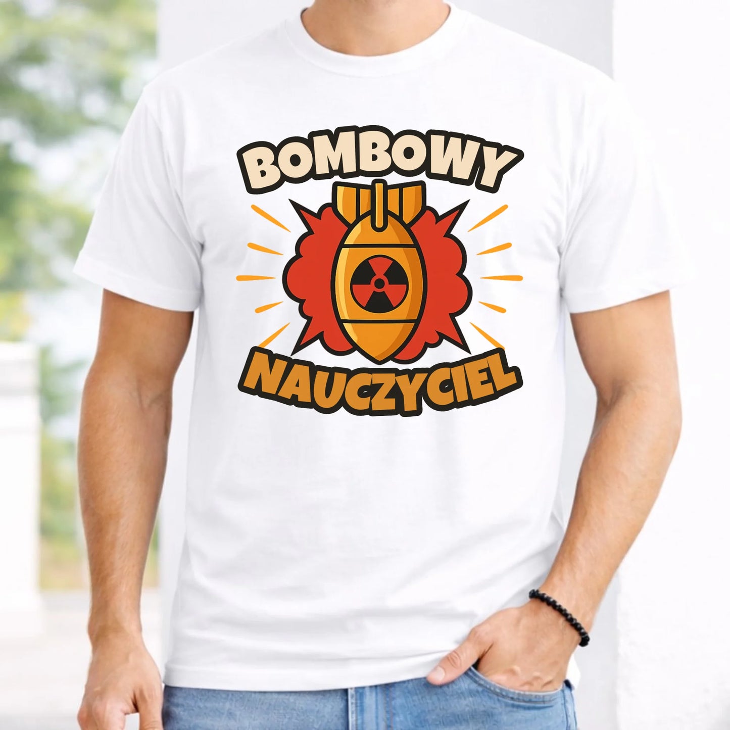 Koszulka męska dla nauczyciela - Bombowy Nauczyciel N36