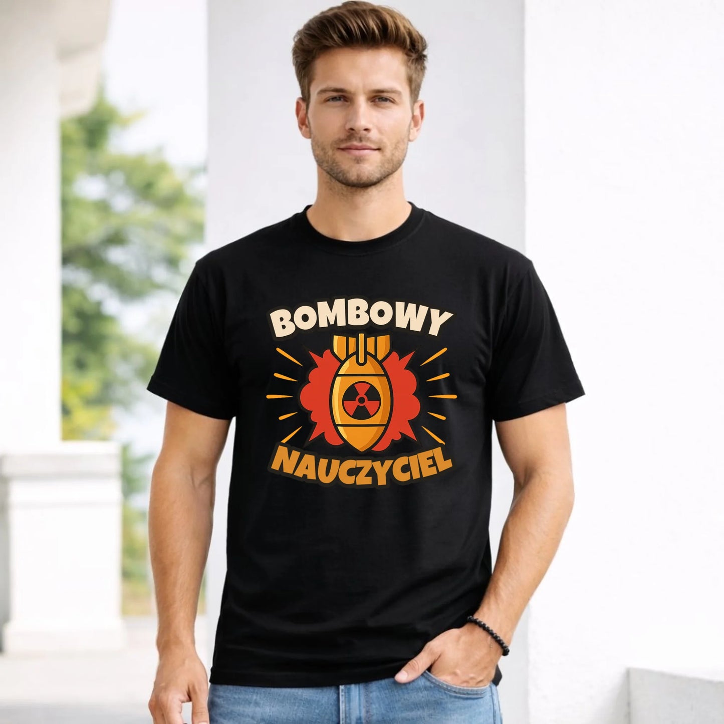 Koszulka męska dla nauczyciela - Bombowy Nauczyciel N36