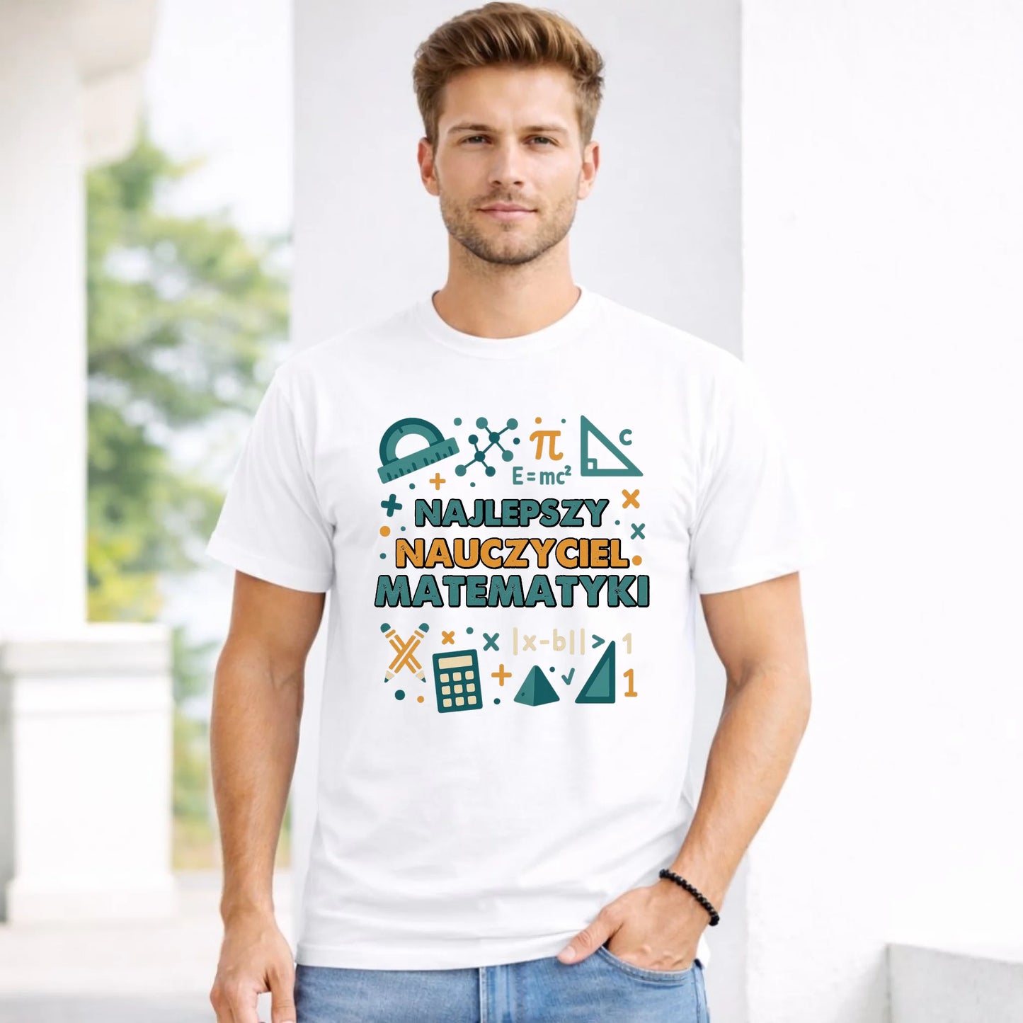Koszulka męska dla nauczyciela - Najlepszy nauczyciel matematyki N74