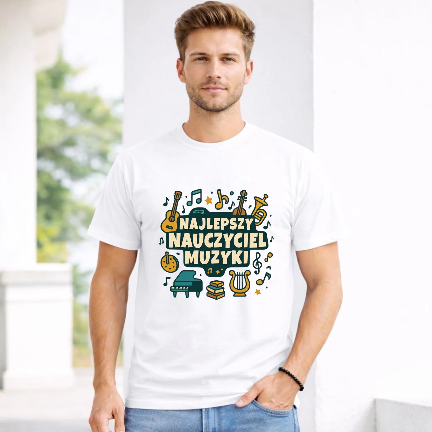 Koszulka męska dla nauczyciela - Najlepszy nauczyciel muzyki N52
