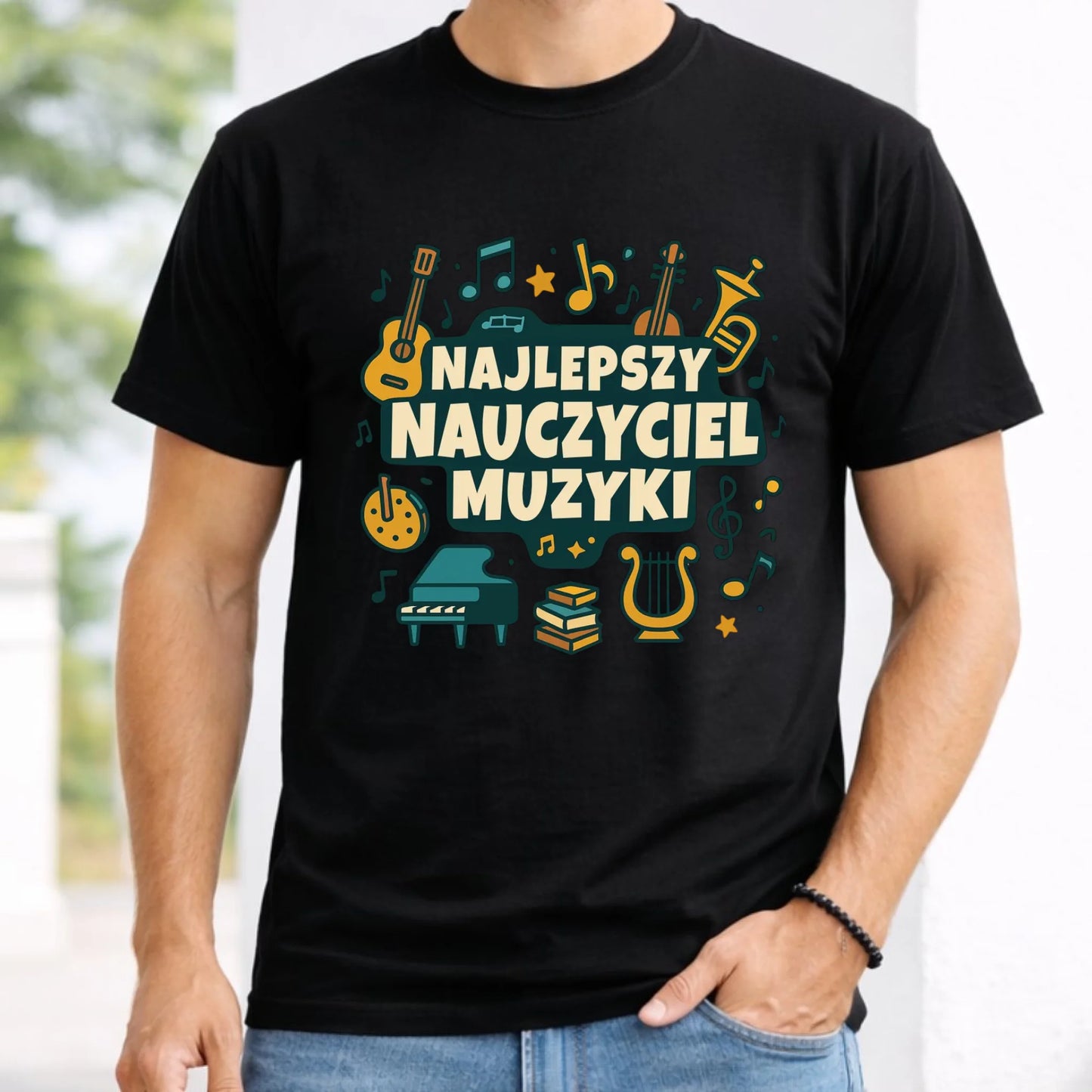 Koszulka męska dla nauczyciela - Najlepszy nauczyciel muzyki N52