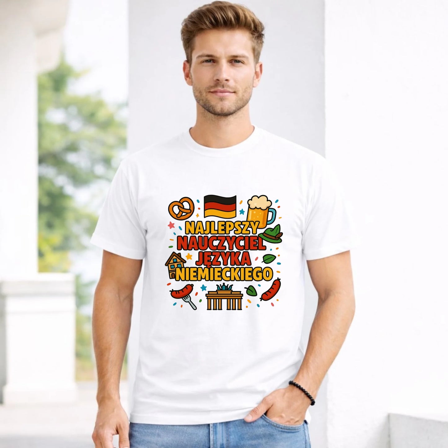 Koszulka męska dla nauczyciela - Najlepszy nauczyciel języka niemieckiego N54