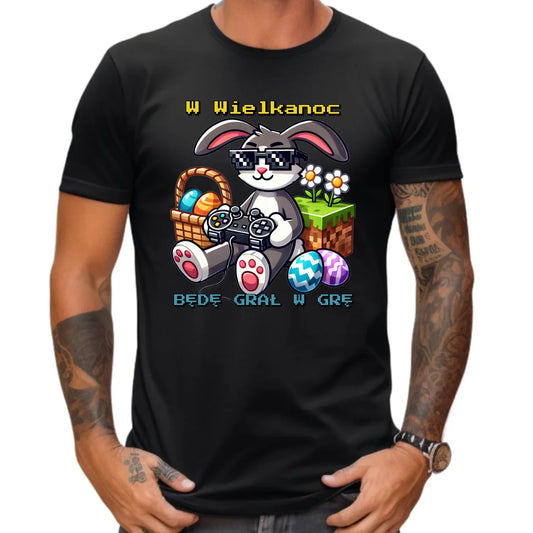 Zajączek Minecraft | Koszulka męska na Wielkanoc WN22