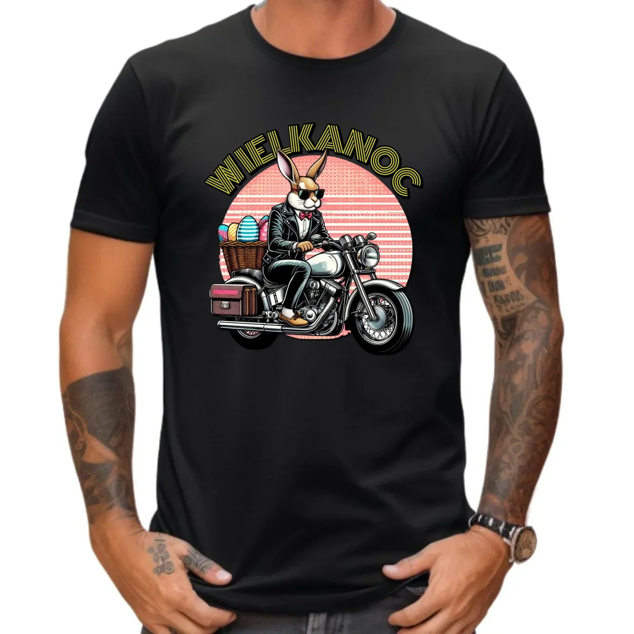 Zając na motorze | Koszulka męska na Wielkanoc WN29 - StoryCups.pl