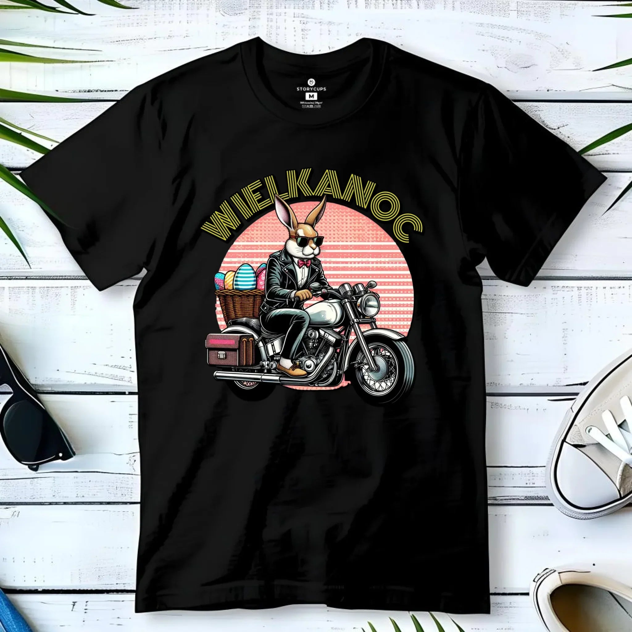 Zając na motorze | Koszulka męska na Wielkanoc WN29 - StoryCups.pl