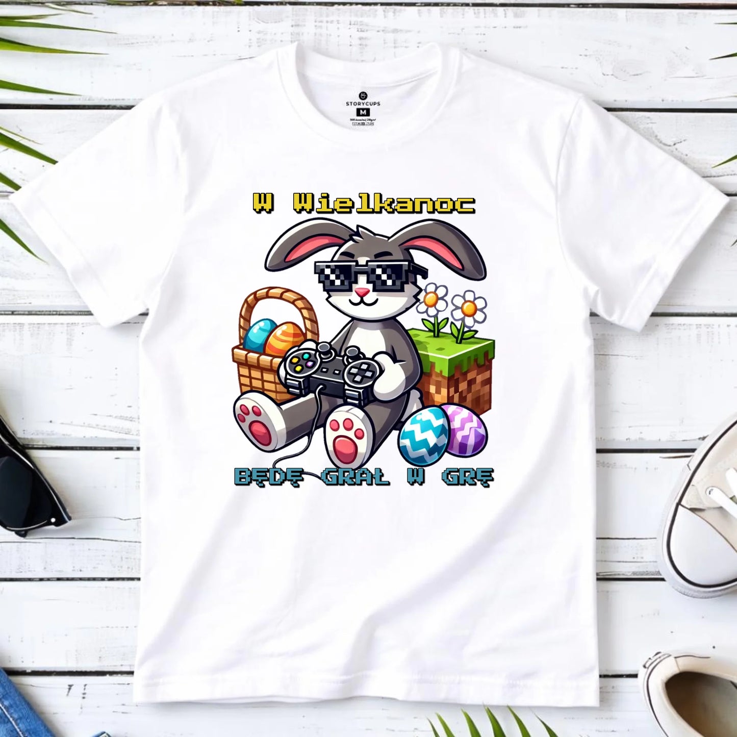 Zajączek Minecraft | Koszulka męska na Wielkanoc WN22