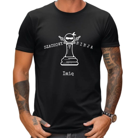 Koszulka męska dla szachisty - Szachowy ninja - personalizowana HSZ01 - StoryCups.pl