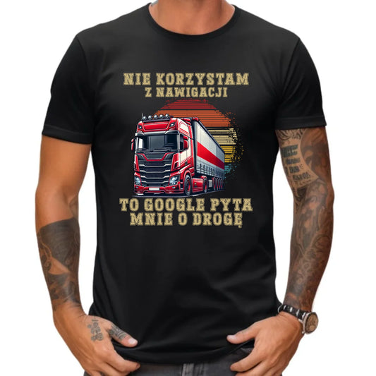 Koszulka męska - kierowca ciężarówki - Google pyta mnie o drogę ZKT10 - StoryCups.pl