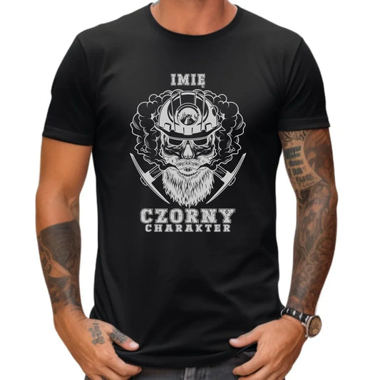 Koszulka męska - prezent dla górnika - Czorny charakter - personalizowana G06 - StoryCups.pl