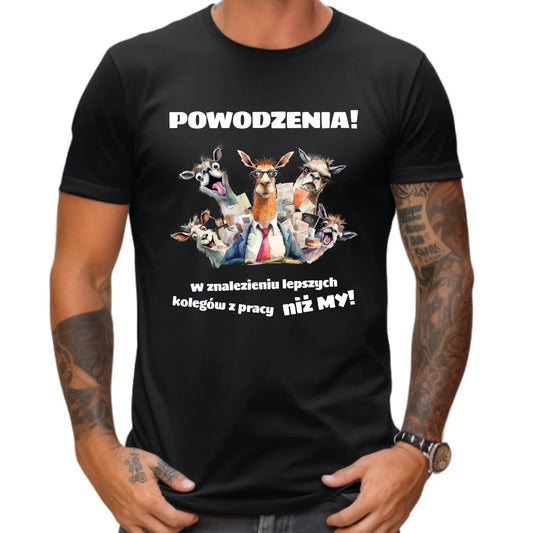 Koszulka męska na odejście z pracy - Powodzenia w znalezieniu lepszych kolegów OP08 - StoryCups.pl