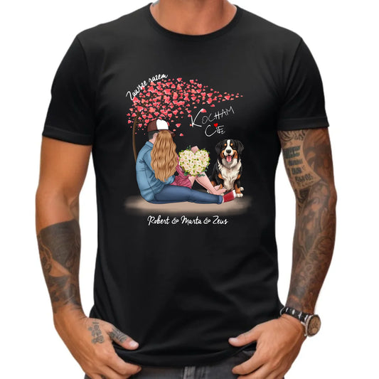 Koszulka męska - Para + Berneńczyk - Zawsze razem - personalizowana W04A - StoryCups.pl