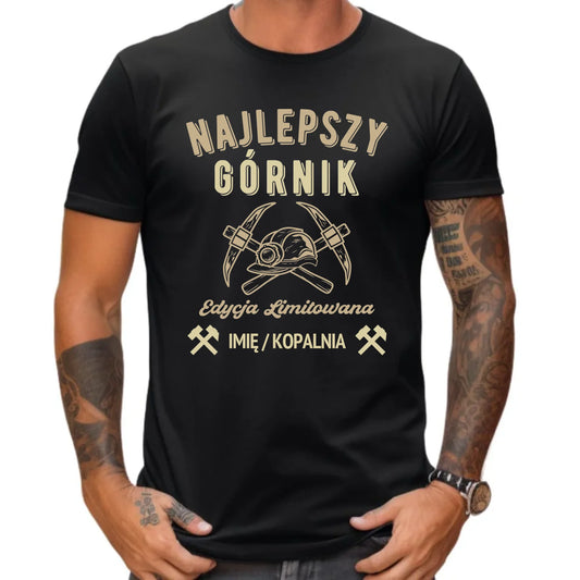 Koszulka męska - prezent dla górnika - Najlepszy górnik - personalizowana G27 - StoryCups.pl