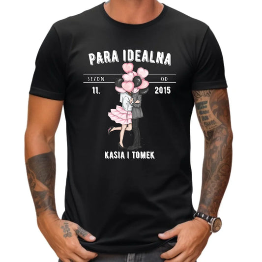 Koszulka męska na rocznicę - Para idealna - personalizowana W11 - StoryCups.pl
