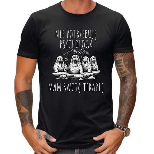 Koszulka męska - prezent dla morsa - Nie potrzebuję psychologa HM14 - StoryCups.pl