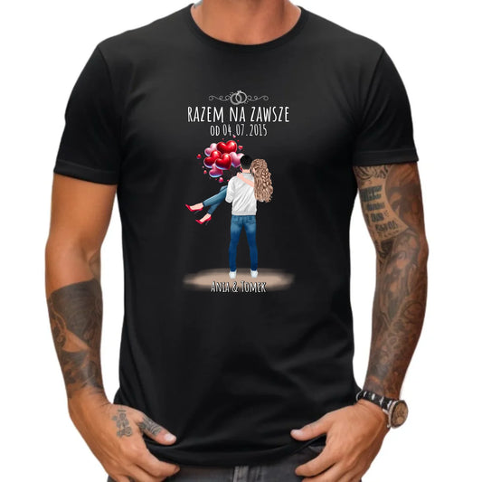 Koszulka męska na rocznicę - Razem na zawsze - personalizowana W14 - StoryCups.pl