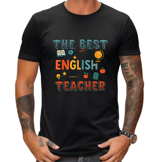 Koszulka męska dla nauczyciela angielskiego - The best english teacher N53 - StoryCups.pl