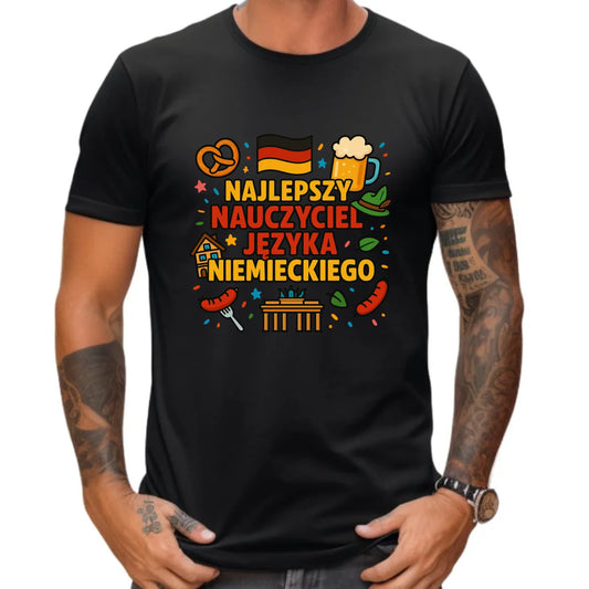 Koszulka męska dla nauczyciela - Najlepszy nauczyciel języka niemieckiego N54 - StoryCups.pl