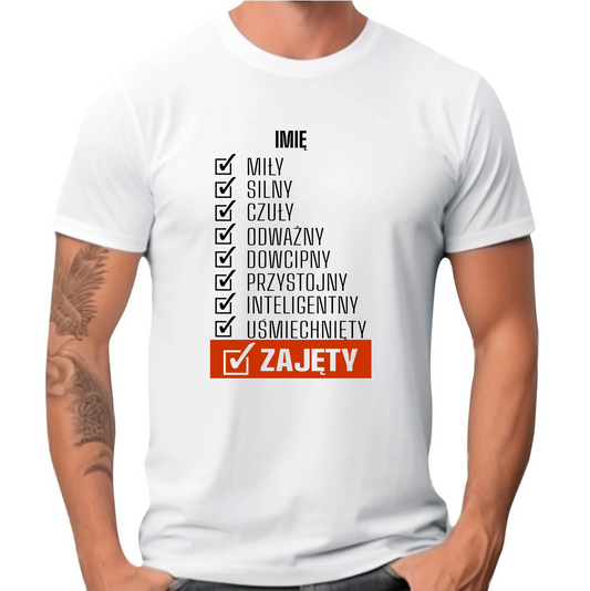 Koszulka męska - Zajęty prezent dla chłopaka męża narzeczonego - personalizowana DCH05 - StoryCups.pl