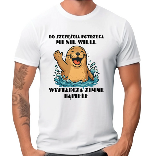 Koszulka męska - prezent dla morsa - Do szczęścia potrzeba mi nie wiele HM06 - StoryCups.pl