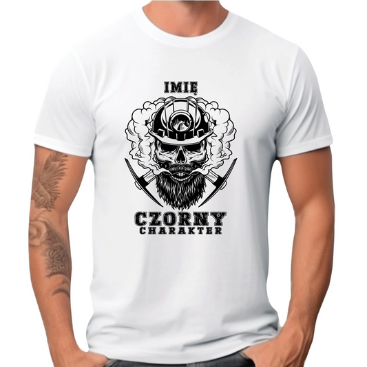 Koszulka męska - prezent dla górnika - Czorny charakter - personalizowana G06 - StoryCups.pl