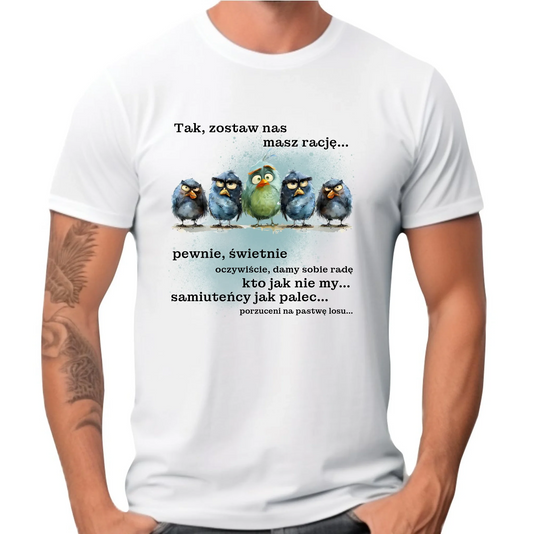 Koszulka męska na odejście z pracy - Tak, zostaw nas OP06 - StoryCups.pl