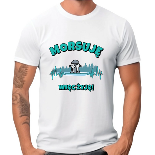 Koszulka męska - prezent dla morsa - Morsuję więc żyję - Mors HM02 - StoryCups.pl